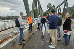 Brückenprüfung auf der Travehafenbrücke